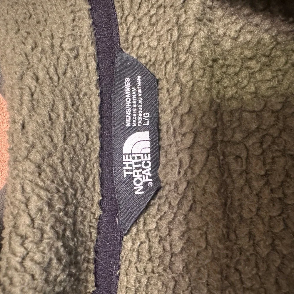 The North Face Mens Full Zip Fleece Jacket Olive Green Large Hiking Outdoor